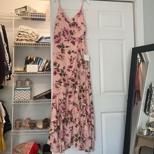 Pink floral maxi dress